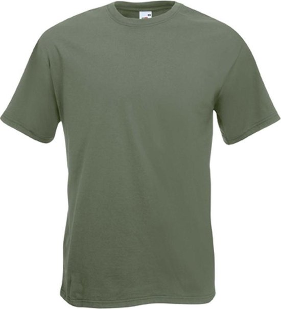 Set van 2x stuks grote maten basic olijf groene t-shirt voor heren - voordelige katoenen shirts - Regular fit, maat: 3XL (46/58)