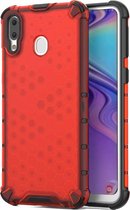 Honeycomb Shockproof PC + TPU Case voor Galaxy M20 (rood)