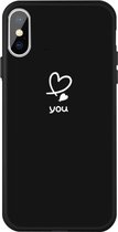 Voor iPhone XS Max Love-heart Letter Pattern Kleurrijk Frosted TPU Phone beschermhoes (zwart)