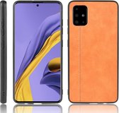 Voor Galaxy S20 + schokbestendig naaien koe patroon huid PC + PU + TPU Case (oranje)