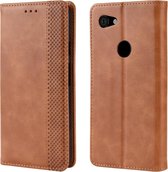 Magnetische gesp Retro Crazy Horse Texture Horizontale Flip Leather Case voor Google Pixel 3a, met houder & kaartsleuven & fotolijst (bruin)