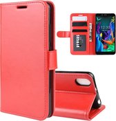 Voor LG K20 (2019) R64 textuur enkele vouw horizontale flip lederen tas met houder & kaartsleuven & portemonnee (rood)