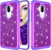 Glitterpoeder Contrast Skin schokbestendig siliconen + pc-beschermhoes voor Alcatel 7 (2018) / Alcatel Revvl 2 Plus (2018) / Alcatel 7 Folio (paars)