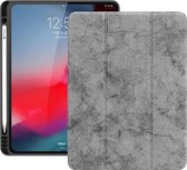 Leren etui horizontaal met pennenhouder, drievoudige houder en wek- / slaapfunctie voor iPad Pro 12.9 (2018) (grijs)