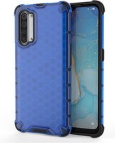 Voor OPPO Reno3 schokbestendige honingraat pc + tpu case (blauw)