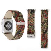 Voor Apple Watch Series 3 & 2 & 1 42mm Retro zijden canvas + lederen polshorloge band (zwart + rood)