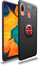 Lenuo schokbestendige TPU-hoes voor Galaxy A40, met onzichtbare houder (zwart rood)