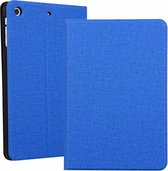 iPad Mini 1 / Mini 2 / Mini 3 Stoftextuur Horizontaal Links en rechts Open stevige lederen tas met slaapriembeugel (blauw)