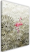 Schilderij Flamingo in het gras, 2 maten, groen-roze