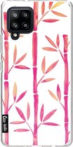 Casetastic Samsung Galaxy A42 (2020) 5G Hoesje - Softcover Hoesje met Design - Pink Bamboo Pattern Print