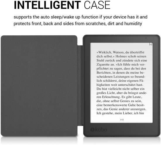 kwmobile e-reader hoesje geschikt voor Kobo Aura H2O Edition 2 hoes - E reader flip case met magnetische sluiting - Ereader cover - Slapende Uil design in turquoise / bruin / mintgroen van Merkloos — afbeelding 5