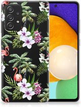 GSM Hoesje Samsung Galaxy A52 Enterprise Editie (5G/4G) Doorzichtig Hoesje Flamingo Palms