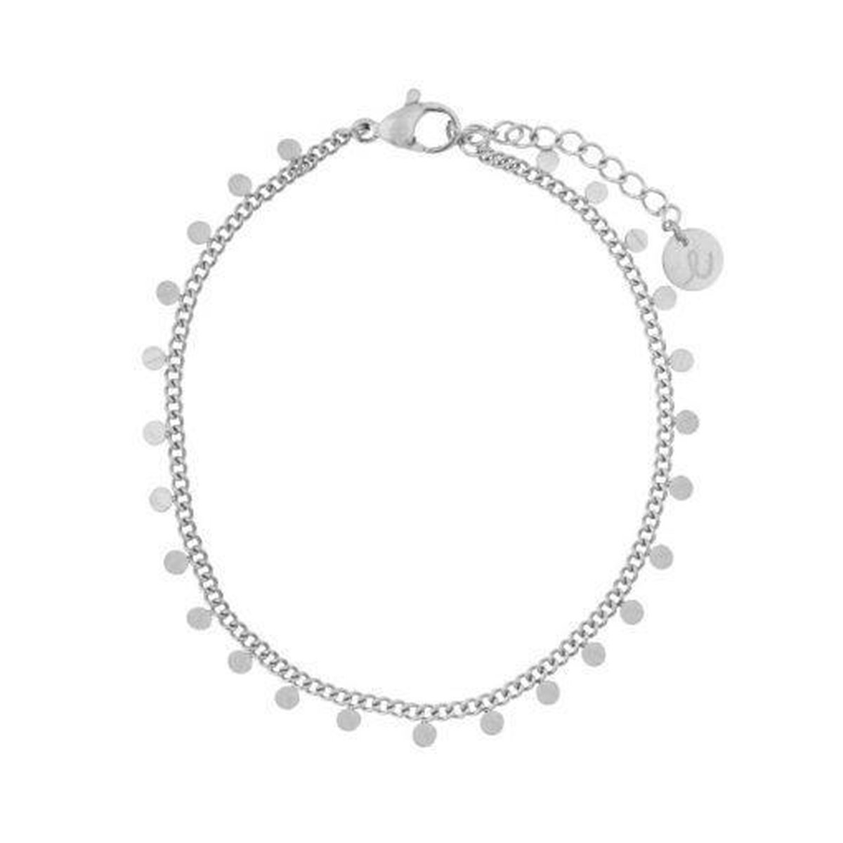 Armband kleine muntjes - Volwassenen - Zilver - Stainless steel (verkleurt niet) - Verlengkettinkje