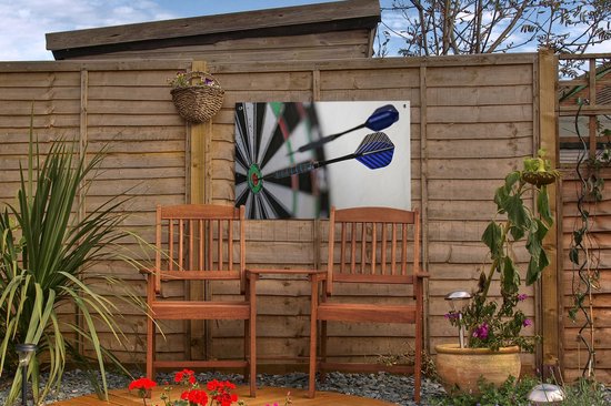 Gros plan d'une affiche de jardin de fléchettes toile lâche