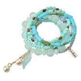 Juleeze Armband Dames 15 cm Turquoise Kunststof Rond Armbandjes Sieraden Dames