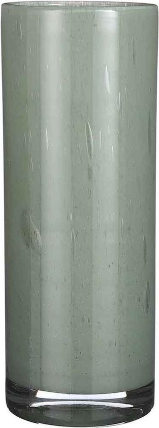 Mica Decorations Vaas Estelle rond cilinder recycled glas lichtgroen - H 31 x Ø 11.5 cm - Bloemenvaas - bloempot