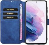 DG Ming Samsung Galaxy S21 Hoesje Retro Wallet Book Case Blauw