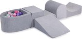 Foam Speelset met ballenbak Grijs incl 100 Ballen: Pastel Roze, Licht Roze, Mint, Lila
