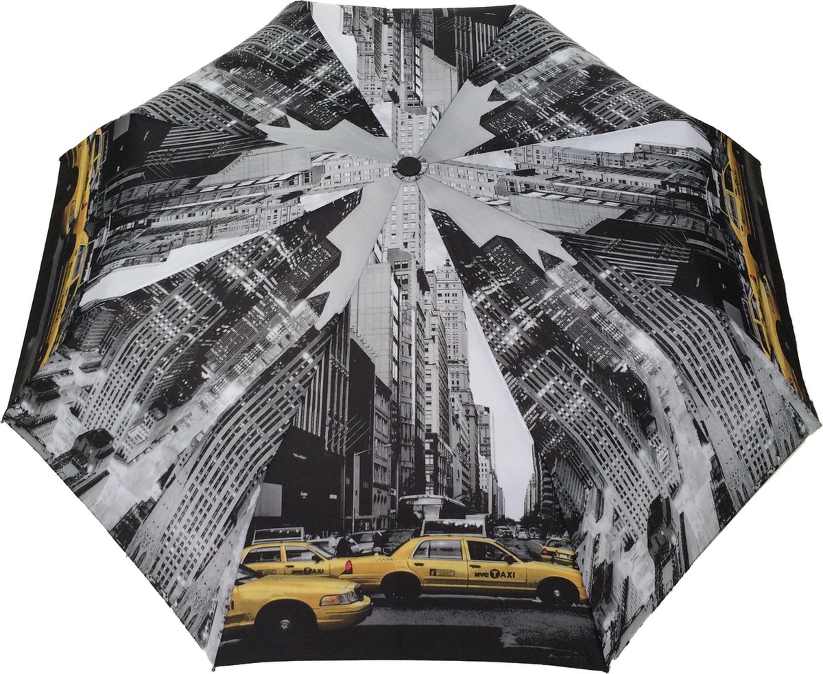 Smati Taxi Opvouwbare Stormparaplu - Compact Auto - Auto Open/Dicht - ø 28 cm - Taxi Zwart