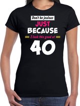 Dont be jealous just because i look this good at 40 cadeau t-shirt zwart voor dames - 40 jaar verjaardag kado shirt / outfit XL
