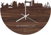 Skyline Klok Dordrecht Notenhout - Ø 40 cm - Woondecoratie - Wand decoratie woonkamer - WoodWideCities