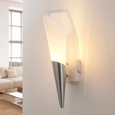 Lindby - Wandlamp - 1licht - glas, metaal - H: 37.5 cm - E14 - wit, mat, gesatineerd nikkel