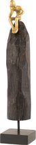 J-Line Figuur Zittend Mangohout/Aluminium Zwart/Goud