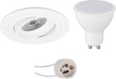 LED Spot Set - Luxino Alpin Pro - GU10 Fitting - Inbouw Rond - Mat Wit - 6W - Warm Wit 3000K - Kantelbaar Ø92mm