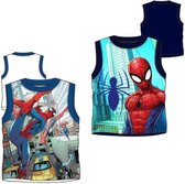 Marvel Spiderman mouwloos t-shirt -   set van 2  - wit + blauw  - maat 110/116 (6 jaar)