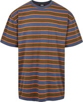 Urban Classics Heren Tshirt -3XL- Yarn Dyed Oversized Board Stripe Groen/Blauw