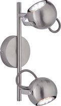 LED Plafondspot - Nitron Bosty - GU10 Fitting - 2-lichts - Rond - Mat Nikkel - Aluminium