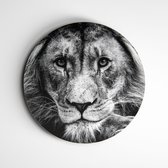 Muurcirkel Leeuw zwart wit | Exclusive Animals | wanddecoratie - 120x120cm