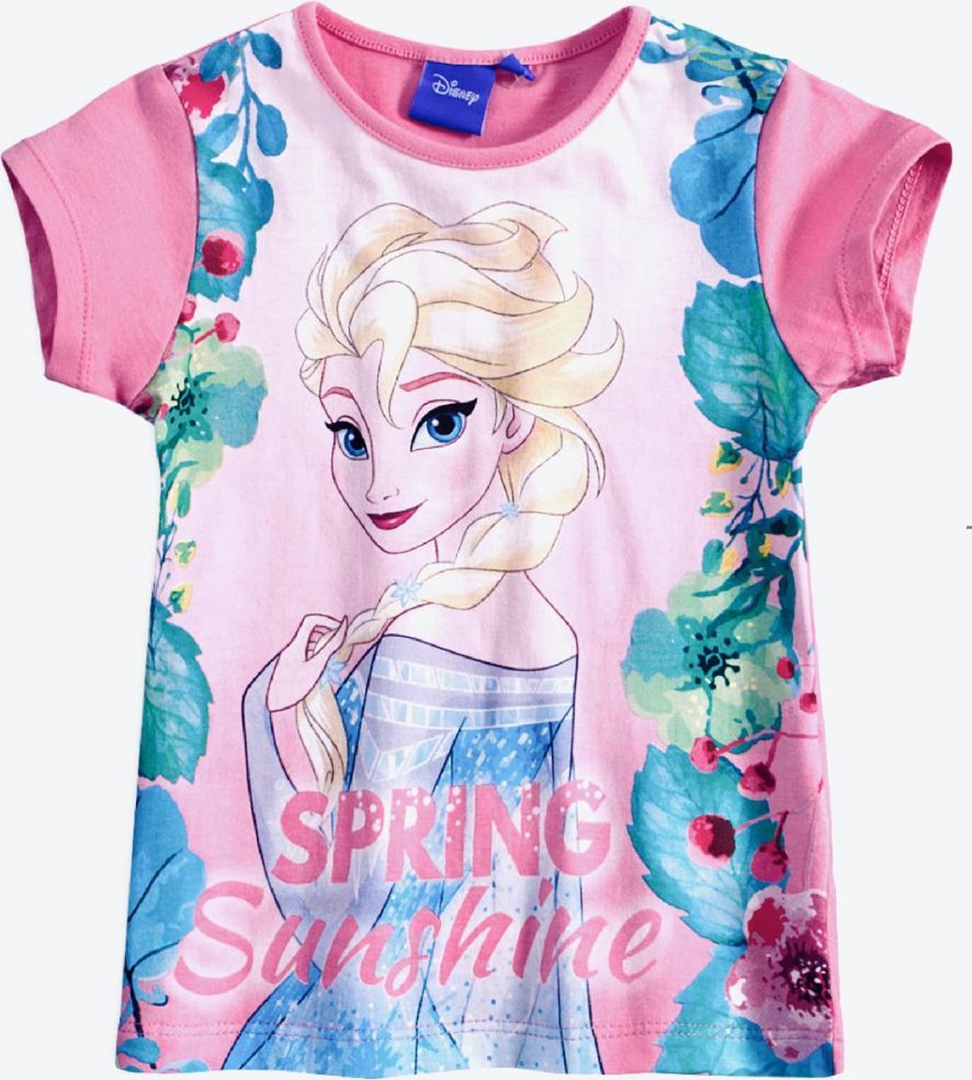 Disney Frozen T-shirt - Spring Sunshine - roze - maat 134 (9 jaar)