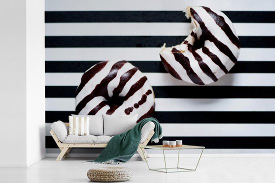 Papier peint photo peint photo vinyle - Donuts rayés largeur 390 cm x hauteur 260 cm - Tirage photo sur papier peint (disponible en 7 tailles)