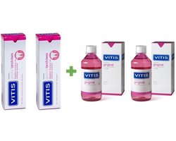 Vitis 2x Gingival Mondspoelmiddel + 2x Gingival tandpasta (heet ook wel gezond tandvlees) - Voordeelpakket
