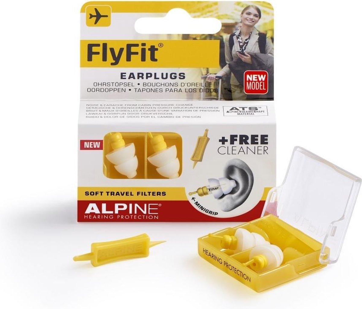Alpine FlyFit - Vlieg oordoppen - Voorkomt oorpijn - Drukregulerend - Wit - SNR 17 dB - 1 paar