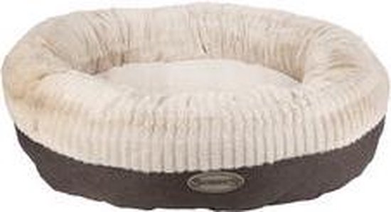 Scruffs Ellen Donut - Warme Hondenmand van Imitatiebont - Kleur Grijs, Roze of Bruin - Maat M of L - Kleur: Grijs, Maat: Large