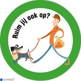 Simbol - Stickers Hondenpoep Opruimen - Ruim jij ook op? - Duurzame Kwaliteit - Formaat ø 15 cm.