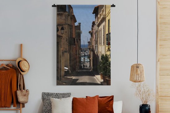 Tapisserie Straten - Rue étroite à Cassis Tapisserie en coton 120x180 cm - Tapisserie avec photo XXL / Groot format!