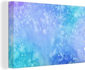 Canvas Schilderij Waterverf - Blauw - Paars - Lichtblauw - 90x60 cm - Wanddecoratie