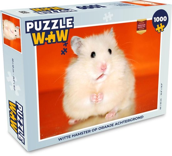 Puzzel 1000 stukjes volwassenen 1000 - Witte hamster op oranje... | bol.com