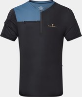 Ronhill Tech Ultra Zip Tee Sportshirt Black/Blue Heren