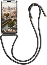 kwmobile telefoonhoesje compatibel met OnePlus 6 - Hoesje met koord - Back cover in transparant / zwart