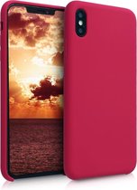 kwmobile telefoonhoesje voor Apple iPhone XS Max - Hoesje met siliconen coating - Smartphone case in fuchsia / rood