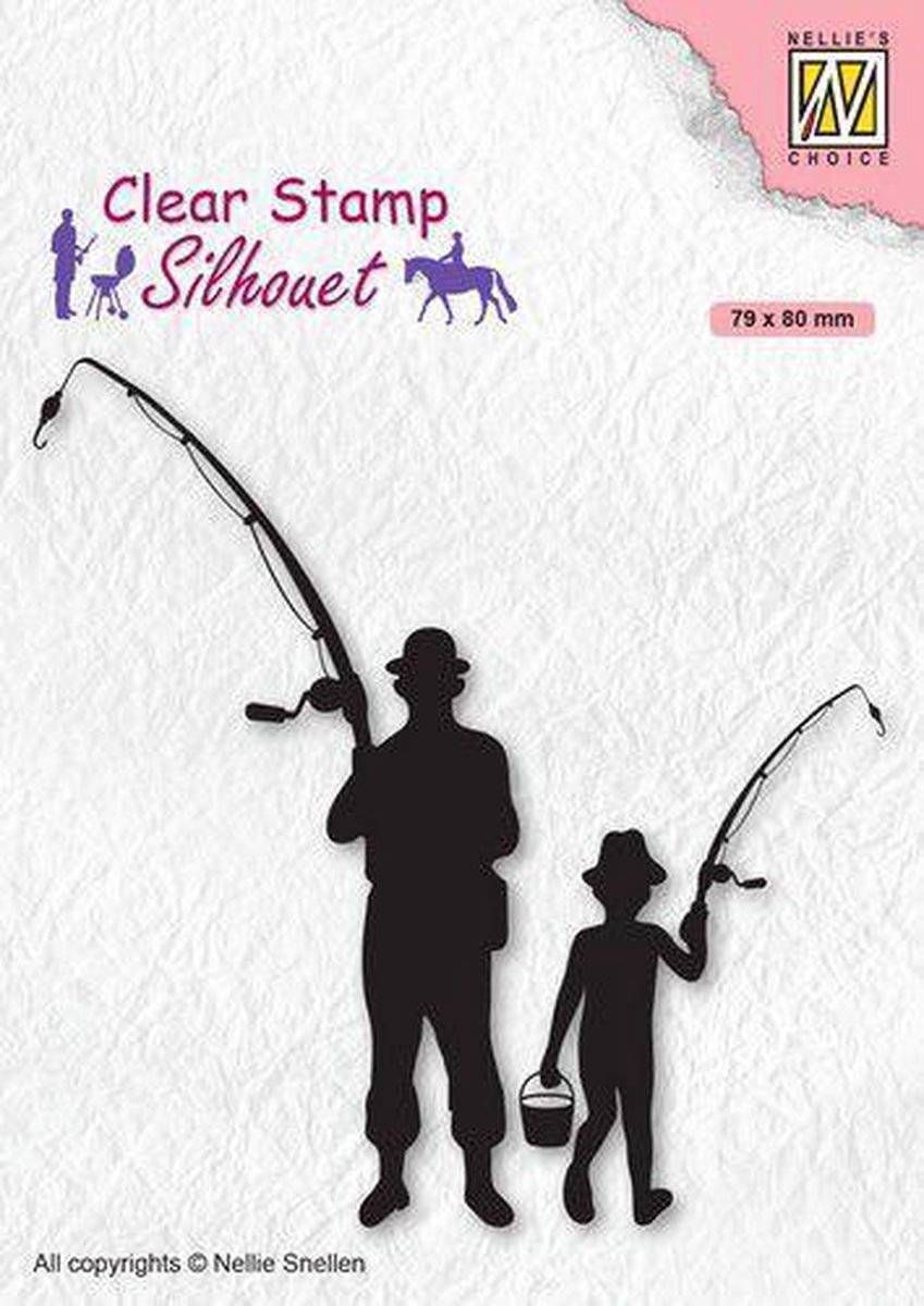 SIL073 Clear stamp vissers - oud en jong visser - stempel vissen met opa - Men things Fishermen