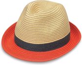 Emthunzini Hats - Trilby Zonnehoed voor volwassenen - Stevie - Ivoor/Zwart/Oranje - maat 61CM