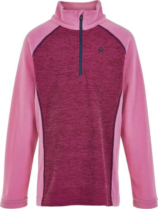 Color Kids - Fleece pullover met halve rits voor meisjes - Melange - Fuchsia roze - maat 152cm