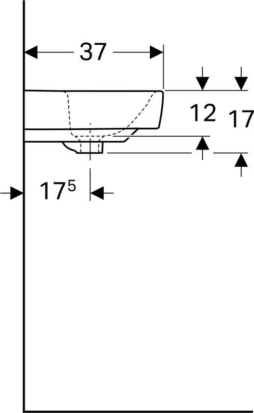 Geberit Renova Compact wastafel met kraangat met overloop 60x37x17 wit - Geberit