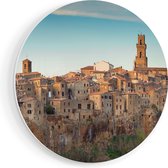 Artaza Forex Muurcirkel Oude Stad in Toscane, Italië - 90x90 cm - Groot - Wandcirkel - Rond Schilderij - Muurdecoratie Cirkel