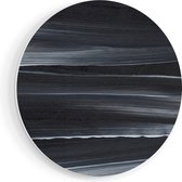 Artaza Forex Muurcirkel Abstracte Kunst - Zwart met Witte Lijnen - 70x70 cm - Wandcirkel - Rond Schilderij - Wanddecoratie Cirkel - Muurdecoratie